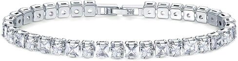 Savlano 14K Gold Plated Cubic Zirconia 3MM Square Princess Cut Classic Tennis 7.5 in Bracelet For Women in Saudi Arabia