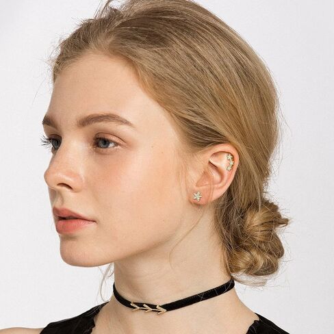 Magitaco 10 قطعة 18 جرام الغضروف أقراط الفولاذ المقاوم للصدأ القمر ستار زهرة الزنمة أقراط محارة اللولب ثقب المجوهرات للنساء in Kuwait