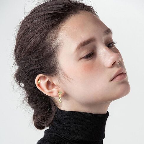 Magitaco 10 قطعة 18 جرام الغضروف أقراط الفولاذ المقاوم للصدأ القمر ستار زهرة الزنمة أقراط محارة اللولب ثقب المجوهرات للنساء in Kuwait