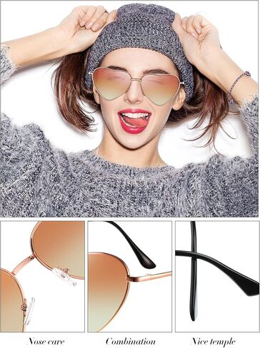 Frienda 6 Pairs Heart Shaped Sunglasses Vintage Heart Frame Sunglasses Multicolor Metal Retro Glasses for Women in Saudi Arabia