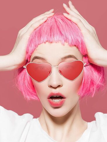 Frienda 6 Pairs Heart Shaped Sunglasses Vintage Heart Frame Sunglasses Multicolor Metal Retro Glasses for Women in Saudi Arabia