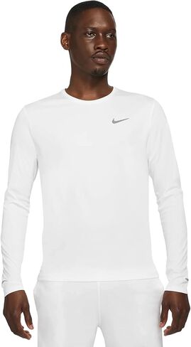 Nike Dri-FIT Miler Men's Long-Sleeve Running Top (as1, Alpha, l, Regular, Regular, White) in Saudi Arabia