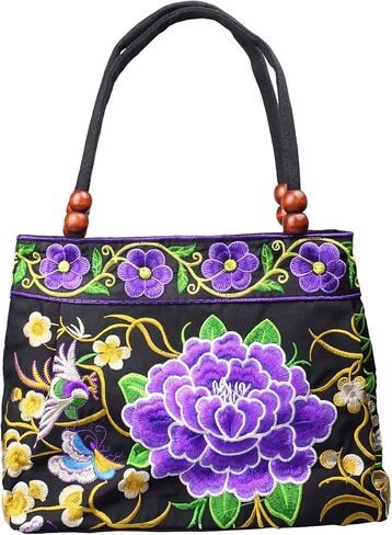 Women's Unique Vintage Hobo Tote Bags Embroidered Shoulder Handbags Flower bags for lady in Saudi Arabia
