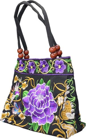 Women's Unique Vintage Hobo Tote Bags Embroidered Shoulder Handbags Flower bags for lady in Saudi Arabia
