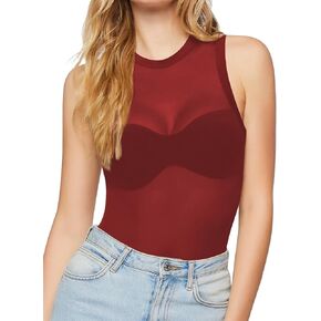 Allchic Womens Sheer Tank Tops, Sexy Mesh Halter Neck Blouses, Racer Back Sleeveless Shirts in Saudi Arabia