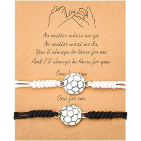Sisadodo Basketball Soccer Baseball Matching Bracelet Gifts for Basketball Soccer Baseball Lovers Inspirational Braided Bracelet for 2