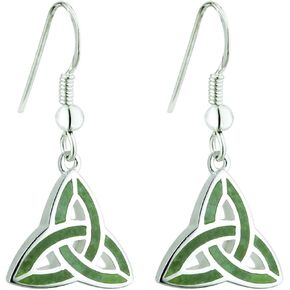 Biddy Murphy Irish Jewelry for Women Made in Ireland Trinity Knot Earrlings Sterling Silver & Connemara Marble in Saudi Arabia