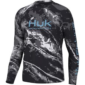 HUK Men's Pursuit Pattern Crew Sleeve, Performance Shirt