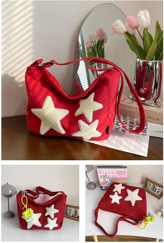 Star Tote Hobo Bag Women Handbag Large Capacity Tote Shoulder Bag Casual Crossbody Bag Gift for Women in Saudi Arabia