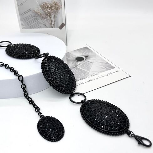 Xiokyo Bling Rhinestone Concho Belt Heavy Metal Western Crystal Chain Belt Cowgirl Sparkly Waist Chain for Women Dress in Kuwait