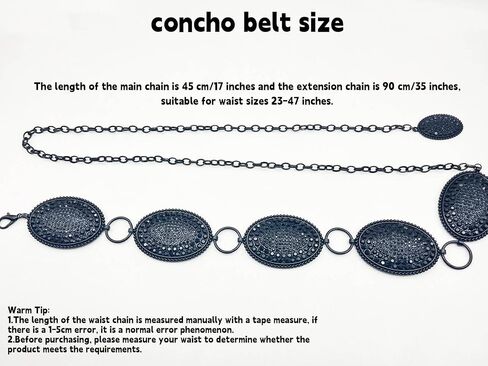 Xiokyo Bling Rhinestone Concho Belt Heavy Metal Western Crystal Chain Belt Cowgirl Sparkly Waist Chain for Women Dress in Kuwait