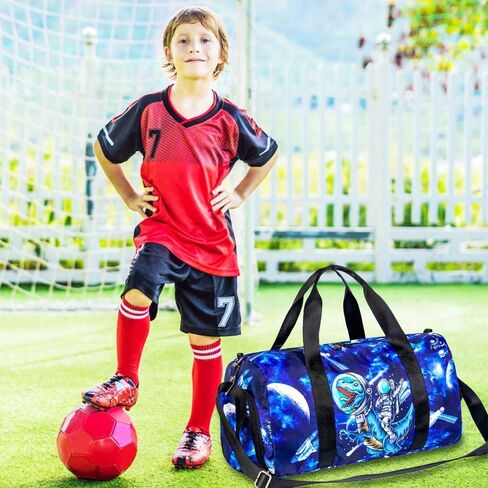 Duffle Bag for Boys, Travel Tote Bag with Shoe Compartments for Kids, Water Resistant Sleepover Dance Bag for Teens, Dinosaur Weekender Sports Gym Carry on Bag in Saudi Arabia