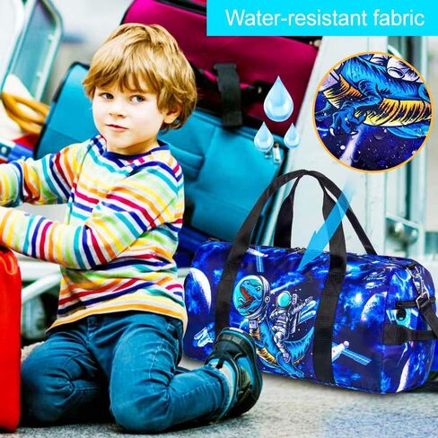 Duffle Bag for Boys, Travel Tote Bag with Shoe Compartments for Kids, Water Resistant Sleepover Dance Bag for Teens, Dinosaur Weekender Sports Gym Carry on Bag in Saudi Arabia