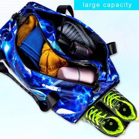 Duffle Bag for Boys, Travel Tote Bag with Shoe Compartments for Kids, Water Resistant Sleepover Dance Bag for Teens, Dinosaur Weekender Sports Gym Carry on Bag in Saudi Arabia