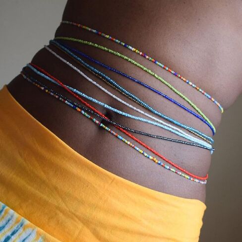 Waist Beads Body Chain for Women Colorful Stretchy African Belly Bead Body Jewelry in Saudi Arabia