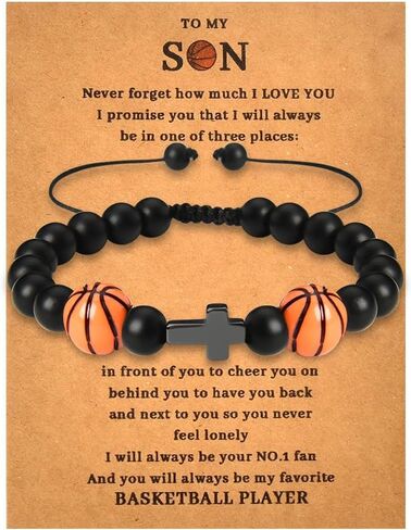 Sisadodo Son Birthday Christmas Gifts for Stepson Basketball Baseball Bead Bracelet for Basketball Baseball Lovers Inspirational Gifts in Saudi Arabia