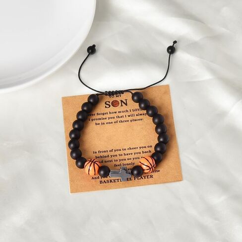 Sisadodo Son Birthday Christmas Gifts for Stepson Basketball Baseball Bead Bracelet for Basketball Baseball Lovers Inspirational Gifts in Saudi Arabia