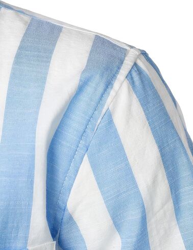PARKLEES Men's Summer Casual Cotton Linen Striped Shirt Button Down Short Sleeve Shirts in Saudi Arabia