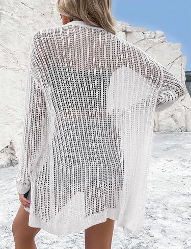 Womens 2025 Summer Lightweight Cardigan Long Sleeve Open Front Loose Beach Crochet Cover Up in Saudi Arabia