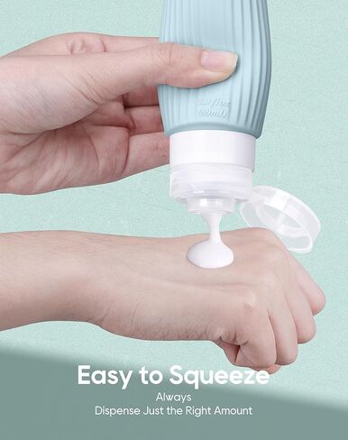 Morfone Travel Bottles for Toiletries, 4 Pack 3oz Travel Size Containers, Tsa Approved BPA Free Leak Proof Squeezable Silicone Bottle Travel Essentials Kits with Toiletry Bag for Shampoo Conditioner in Kuwait