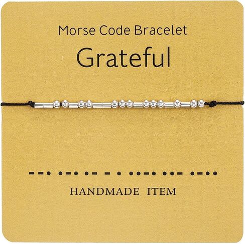 Inspirational Morse Code Beaded Bracelet with Card Adjustable Braide String Rope Wrap Bracelet for Women Men Girl Boy Teen Lover Friend Handmade Christmas Thanksgiving Day Jewelry Gift in Saudi Arabia