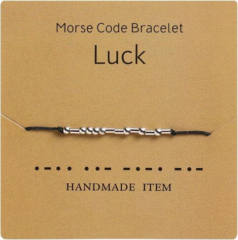 Inspirational Morse Code Beaded Bracelet with Card Adjustable Braide String Rope Wrap Bracelet for Women Men Girl Boy Teen Lover Friend Handmade Christmas Thanksgiving Day Jewelry Gift in Saudi Arabia