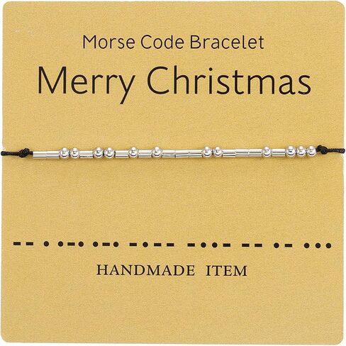 Inspirational Morse Code Beaded Bracelet with Card Adjustable Braide String Rope Wrap Bracelet for Women Men Girl Boy Teen Lover Friend Handmade Christmas Thanksgiving Day Jewelry Gift in Saudi Arabia