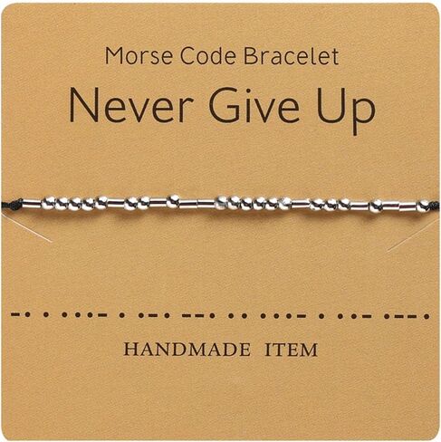 Inspirational Morse Code Beaded Bracelet with Card Adjustable Braide String Rope Wrap Bracelet for Women Men Girl Boy Teen Lover Friend Handmade Christmas Thanksgiving Day Jewelry Gift in Saudi Arabia