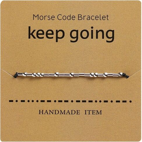 Inspirational Morse Code Beaded Bracelet with Card Adjustable Braide String Rope Wrap Bracelet for Women Men Girl Boy Teen Lover Friend Handmade Christmas Thanksgiving Day Jewelry Gift in Saudi Arabia