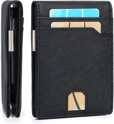 LURLEEZ محفظة نقود للرجال، محفظة رفيعة للرجال، محافظ للرجال رفيعة، محافظ للرجال، محافظ نقود للرجال، محفظة Rfid، محافظ للجيب الأمامي للرجال، محفظة للرجال (أسود وبرتقالي) in Kuwait