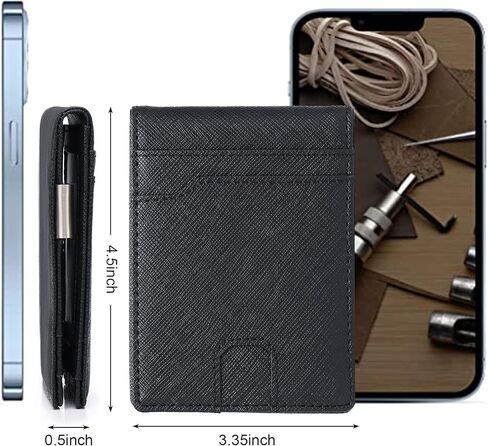 LURLEEZ محفظة نقود للرجال، محفظة رفيعة للرجال، محافظ للرجال رفيعة، محافظ للرجال، محافظ نقود للرجال، محفظة Rfid، محافظ للجيب الأمامي للرجال، محفظة للرجال (أسود وبرتقالي) in Kuwait