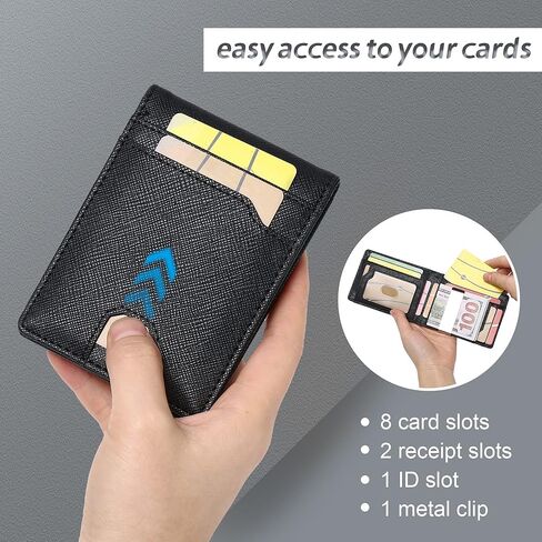 LURLEEZ محفظة نقود للرجال، محفظة رفيعة للرجال، محافظ للرجال رفيعة، محافظ للرجال، محافظ نقود للرجال، محفظة Rfid، محافظ للجيب الأمامي للرجال، محفظة للرجال (أسود وبرتقالي) in Kuwait