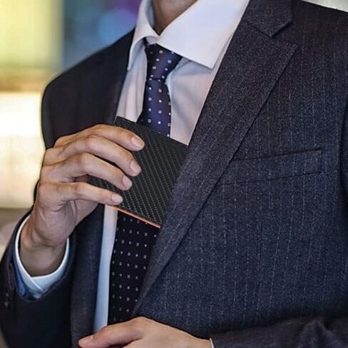 LURLEEZ محفظة نقود للرجال، محفظة رفيعة للرجال، محافظ للرجال رفيعة، محافظ للرجال، محافظ نقود للرجال، محفظة Rfid، محافظ للجيب الأمامي للرجال، محفظة للرجال (أسود وبرتقالي) in Kuwait