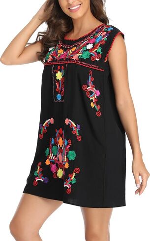 YZXDORWJ Women's Casual Boxy Fit Skirts Mexican Embroidered Peasant Dresse in Saudi Arabia