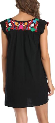 YZXDORWJ Women's Casual Boxy Fit Skirts Mexican Embroidered Peasant Dresse in Saudi Arabia