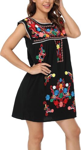 YZXDORWJ Women's Casual Boxy Fit Skirts Mexican Embroidered Peasant Dresse in Saudi Arabia