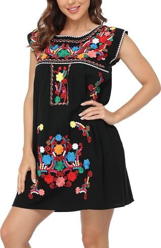 YZXDORWJ Women's Casual Boxy Fit Skirts Mexican Embroidered Peasant Dresse in Saudi Arabia