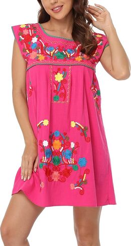 YZXDORWJ Women's Casual Boxy Fit Skirts Mexican Embroidered Peasant Dresse in Saudi Arabia