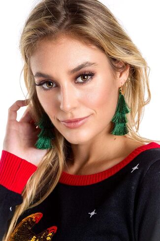 Tipsy Elves Women's Cute and Colorful Christmas Beaded Earrings for Holiday Parties in Saudi Arabia