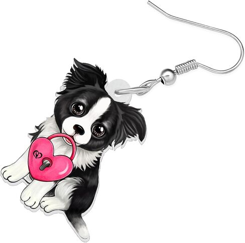 Bonsny Acrylic Valentine's Day Red Heart Love Pug Dog Earrings Drop Dangle Jewelry For Women Gift Charms in Saudi Arabia
