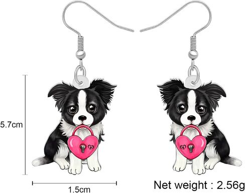 Bonsny Acrylic Valentine's Day Red Heart Love Pug Dog Earrings Drop Dangle Jewelry For Women Gift Charms in Saudi Arabia