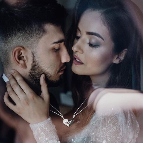 HUASAI Couples Necklace Bracelets Valentines Day Gifts for Girlfriend Matching Necklaces for Bf and Gf Couples Gift Ideas Couples Jewelry Trendy Gifts for Boyfriend in Saudi Arabia