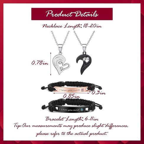HUASAI Couples Necklace Bracelets Valentines Day Gifts for Girlfriend Matching Necklaces for Bf and Gf Couples Gift Ideas Couples Jewelry Trendy Gifts for Boyfriend in Saudi Arabia
