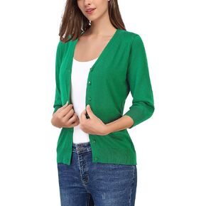 Leadingstar Women's 3/4 Sleeve Button Down Sweater Cardigan in Kuwait