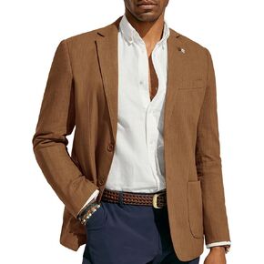 PJ PAUL JONES Mens Blazer Casual Cotton-Linen Sport Coat Lightweight 2 Button Unlined Suit Jackets