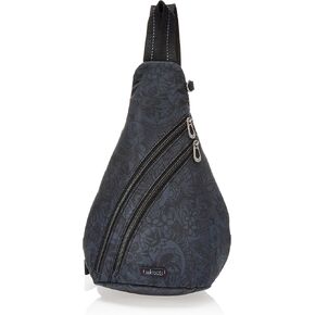 Sakroots Women's On The Go Sling Backpack in Nylon Eco Twill, Black Spirit Desert 2 in Saudi Arabia