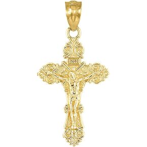 سحر قلادة صليب INRI من الذهب عيار 14 قيراط - اختيار المعدن