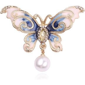 AKOAK 1 Pack Butterfly Lightproof Pearl Brooch Brooch Multicolor Butterfly Small Brooch Collar Pin Pearl Butterfly Ggirl Dress Accessories in Saudi Arabia