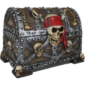 Gifts & Decors Ebros Large Caribbean Pirate Marauder Skull With Criss Cross Blades Treasure Chest Box Jewelry Box Figurine 7.25" Long in Saudi Arabia