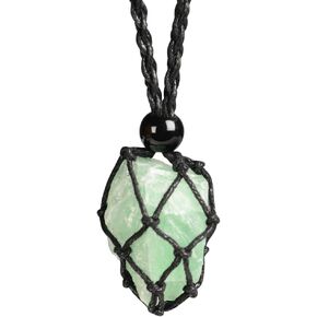 LERSUSI Natural unprocessed crystal raw stone hand woven rope adjustable necklace pendant for both men and women
